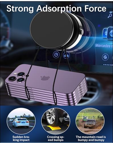 Electric Vacuum Suction Cup Magnetic Phone Mount, 360 Rotatable Magnetic Cell Phone Holder, Adjustable Hands-Free Portable for Magsafe iPhone Car Gym Mirror Smooth Surface(Black) - color: BLACK