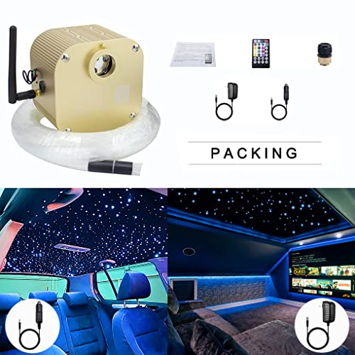 AZIMOM Bluetooth/APP Control 16W Twinkle Fiber Optic Lights Star Ceiling Lighting Kits 550pcs*0.03in13.1ft Fiber Strands RGBW Music Sound Control Light Engine Home Indoor Car Interior Decor - size: Star+550pcs*0.03in*13.1ft