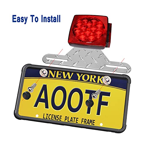Aootf Trailer License Plate Bracket, Aluminum Holder & Silicone Frame - color: Black