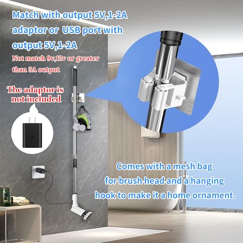 Electric Spin Scrubber,Cleaning Scrubber Brush Electric for Home with Power LCD Display,Cordless Bathroom Scrubber for Bathroom Tile Glass Cleaning,Adjusted Head Angle with 7 Replaceable Heads