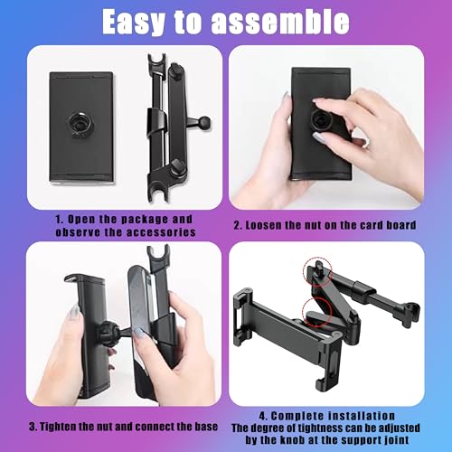 2026 Car Headrest Tablet Holder 2 Pack, (3 in 1 Extension Arm) - size: 2 PACK-5.3-10.6"