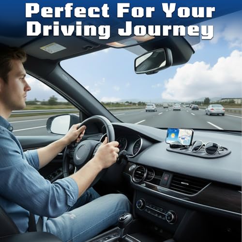 2 Pack Car Anti-Slip Dashboard Mat, Phone Holder, Parking Number, Organizer
