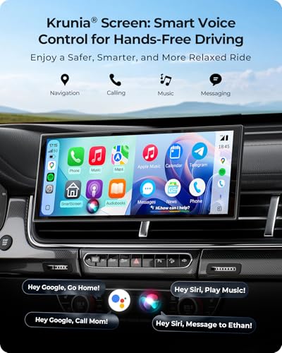 10.26" Wireless Portable 60FPS CarPlay Screen with 4K Front & HD Rear Dual Dash Cam for Apple Car Play & Android Auto 1920*720 Fully Laminated Tablet with Mirror Link, Bluetooth, GPS Navigation
