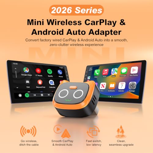 2 in 1 Wireless CarPlay and Android Auto Adapter, Easy Setup Plug and Play, Fast Seamless Use Supports 1000+ Cars with Built-in Wired Car Play/Android Auto Compact Design Car Adapter (Black - color: Black