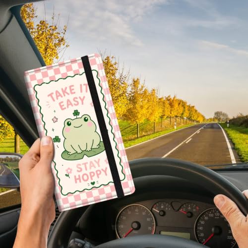 Car Registration and Insurance Card Holder Wallet, Cute Frog Vehicle Document Organizer for Glove Box, Auto License & ID Card Holder Case, Slim Multi-Slot Car Paper Organizer - color: Cute Frog