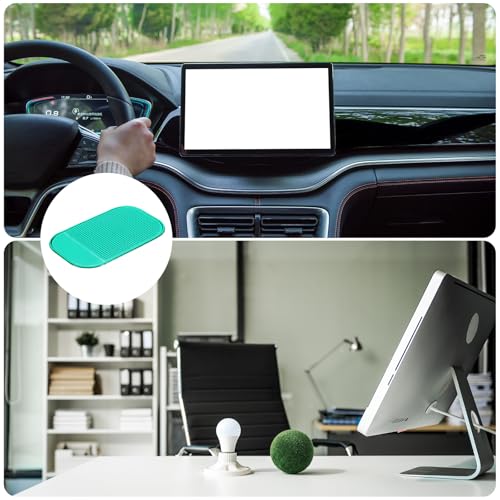 HARFINGTON 7pcs Car Dashboard Anti-Slip Mat 5.5" x 3" Universal Sticky Dash Pad Washable Reusable Car Non-Slip Mats for Phone Keys Sunglasses Electronic Devices, Green - color: Green