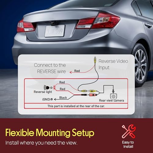 Pyle Backup Camera for Car, Truck, Trailer, RV & Van | HD AHD 720P & CVBS Switchable Reverse Camera | 170° Fisheye Lens | Night Vision & Parking Guidelines | IP68 Waterproof | 12V-24V | Pack-2