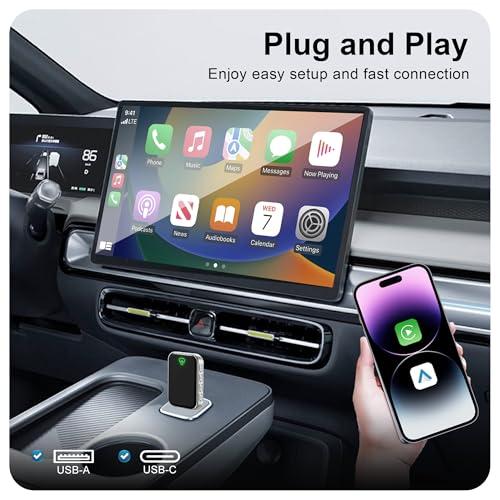 Wireless CarPlay Adapter for Apple & Android Auto, Convert Wired to Wireless,Plug & Play Auto-Connect, No Delay, BT 5.4, 2.4G/5G WiFi - color: Black 1