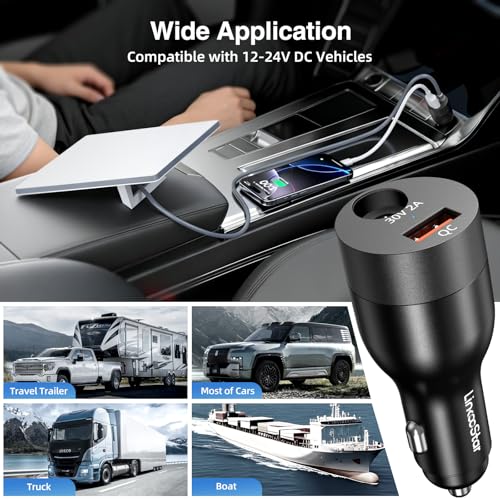 For Starlink Mini Car Adapter 12V-24V to 30V DC Step Up Converter, Dual Port(DC & USB A) Car Cigarette Lighter Adapter, Support Official 50M Cable for Starlink Mini Accessories for RV/Boat/Trailer