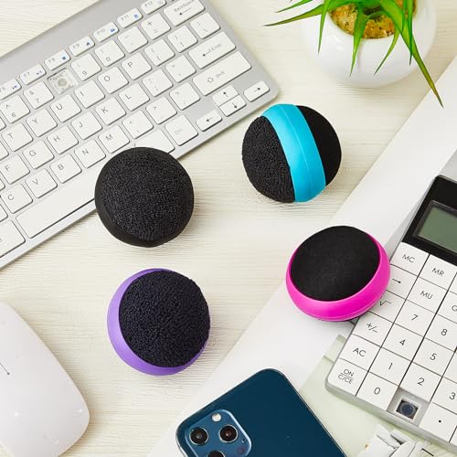 Suclain 4 Pack Screen Cleaner Balls Car Phone Screen Cleaning Cleaner Ball Microfiber Touch Cleaning Ball for Easter Computer Laptop Phone Monitor(Black, Blue, Rose Red, Purple) - color: Black, Blue, Rose Red, Purple