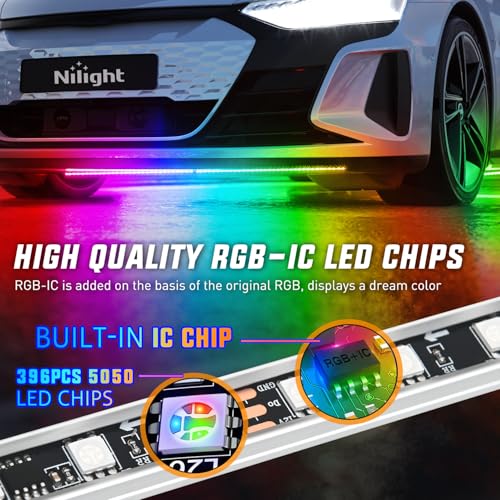 Nilight 4PCS Aluminum Dream Color LED Underglow Strip Lights APP & Remote - color: 4Pcs Aluminum Underglow Strip Lights Dream Color