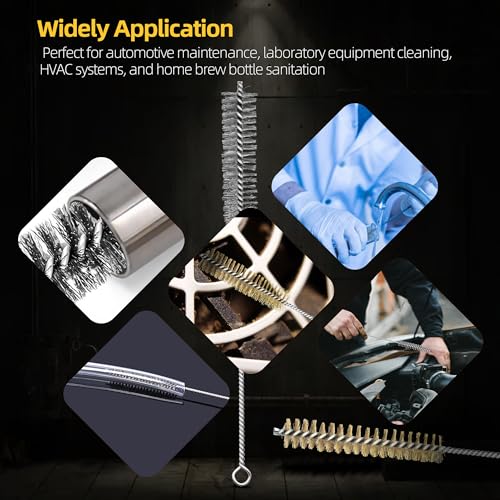 Wire Brushes for Cleaning,Parts Cleaning Brush,Pipe Cleaner Brush - color: silver,gold, size: 16 Pieces, 12 Inches