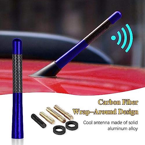 4.7 Inch Carbon Fiber Short Automotive Antenna, Short Carbon Fiber Radio Antenna, Carbon Fiber Antenna, Universal Car Antenna Replacement for Most Vehicles - color: Blue