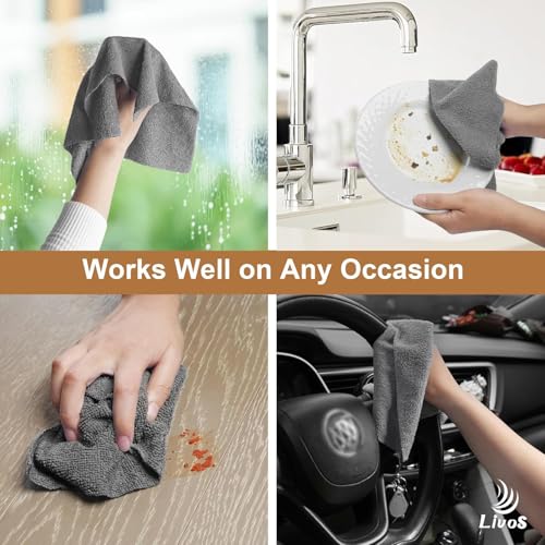 LIVOS Microfiber Cleaning Cloth Roll - 80 Pack, Reusable Paper Towels Grey Tear Away, Microfiber Towels for Cars, Super Absorbent Lint Free Cleaning Rags for House, Kitchen, Window-11.5"x11.5" - color: Grey