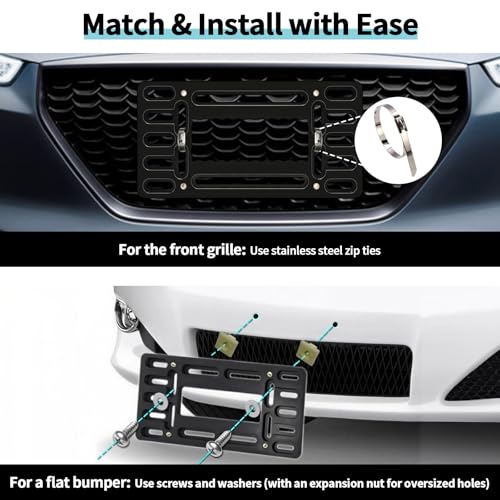 Front License Plate Mount, No Drill License Plate Bracket Holder