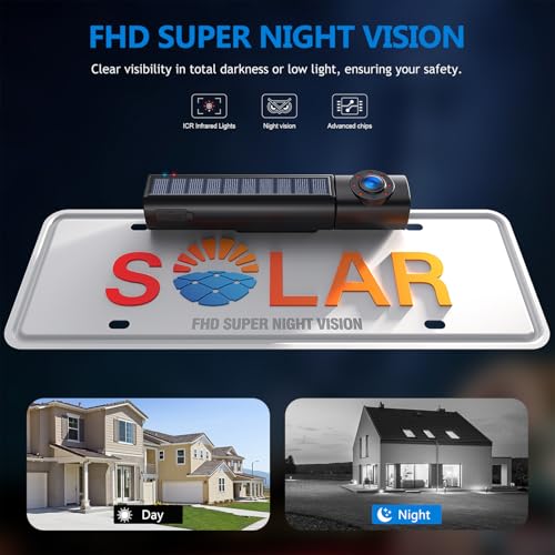 Solar Wireless Backup Camera Auto On Off with 1080P 5" IPS Monitor - size: 5"-1 Camera