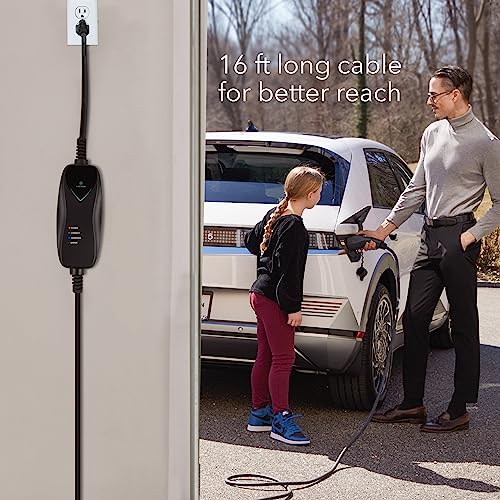 Lectron Level 1 EV Charger - ETL Certified, 120V, 15 Amp, 16 ft Extension Cord & J1772 Cable - Portable Electric Car Charger for J1772 EVs with NEMA 5-15 Plug - size: 15A NEMA 5-15