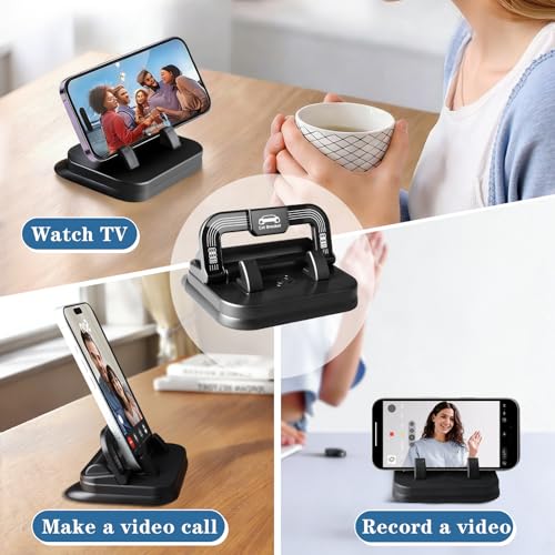 Car Phone Holder 360 Degree Rotation, 2-in-1 Dashboard Phone Holder & Parking Number Plate, Suction Cup Phone Mount with Anti-Slip Silicone, Adjustable Horizontal Vertical for All Phone