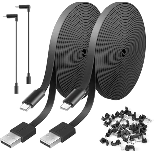 2 Pack 10FT Power Extension Cable Compatible with Wyze Cam v4/v3/OG,Wyze Cam Pan v3/v4,Blink,eufy,NestCam Indoor,Amazon Cloud Camera,USB A to USB C (Black) - color: Black, size: 10FT