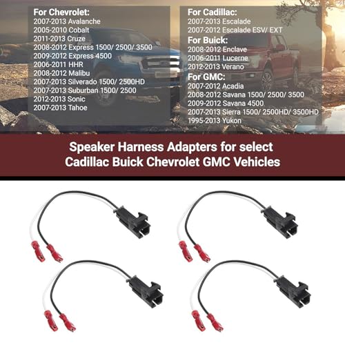 4 PCS Door Speaker Wiring Harness, 72-4568 Audio Speaker Wire Cable Compatible with GMC Buick Chevy Silverado Sierra Suburban Yukon Colorado Front Rear Door Speaker Connector