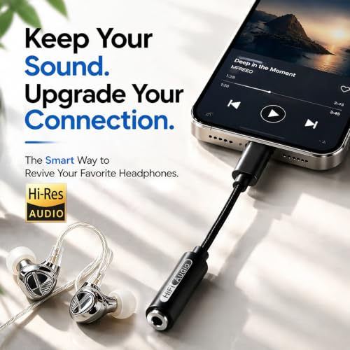 USB C to 3.5mm Hi-Res Audio Adapter, Built-in DAC, Type C to Aux Headphone Jack, Studio Quality Sound, Supports Calls, Compatible with iPhone 15 16 17, Samsung Galaxy S25 S24 S23, MacBook, iPad, Pixel