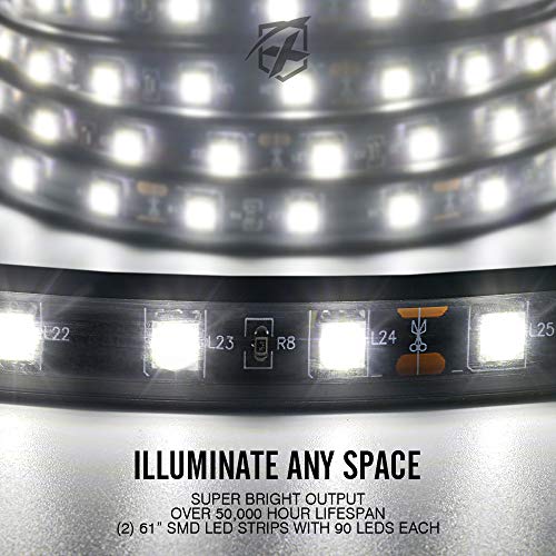 Xprite 2PCS 60" White Truck Bed Lights Strip Kit 180 LED Neon Accent Light - size: 2 PCS