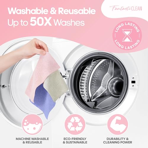 Fantasticlean Microfiber Cleaning Cloth Roll 120Pack, Pink and Light-Purple - color: 1pink 1light-purple