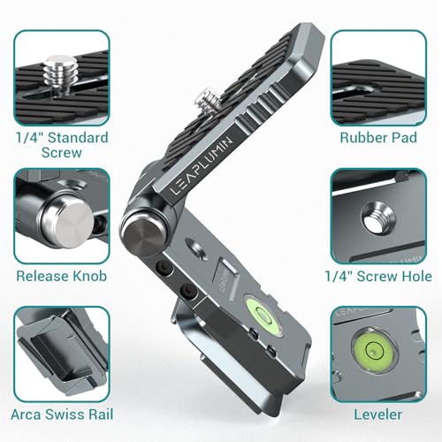 Foldable DSLR Camera L Bracket,Lightweight Camera L Bracket Vertical Horizontal Switching Tripod Quick Release Plate Compatible with Canon Nikon Sony DJI Osmo Ronin Zhiyun Stabilizer Tripod - color: Gray-L Bracket