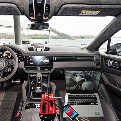 500W Peak 1000W Power Inverter for Vehicles,DC 12V to 110V AC,4 x 2.4A USB Ports car Plug in Adapter Outlet with 1 Cigarette Lighter Ports car Power Inverter - size: 500W