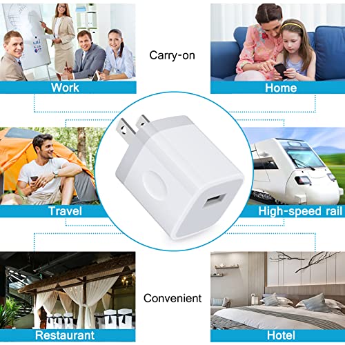 USB Plug Wall Adapter,1A/5V Single Port Wall Charger Block Charging Cube - color: White