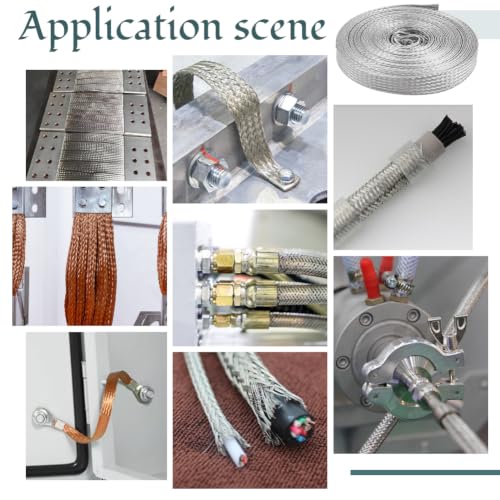 OLYCRAFT Tinned Copper Cable Sleeve Tinned Copper Wire Shielding Sleeve Metal Braid Shielding Sleeving Flexible Metal Ground Straps Expandable Cable Wire Sheathing for Protect Wiring (1/2 Inch-19.7ft) - size: 1/2 Inch