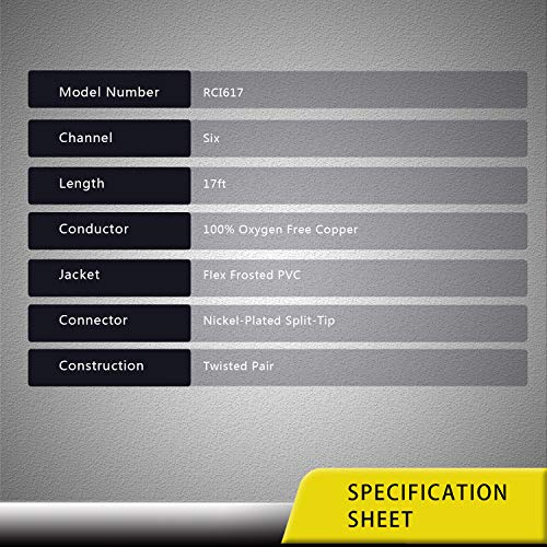 RECOIL RCI617 17ft 6-Channel RCA Audio Cable Twisted Pair Noise Reduction - style: 17ft 6-Channel RCA