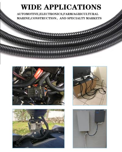 1/4 Inch Wire Loom Split Tubing - 100ft Cord Protector Electric Wires Covers, Automotive Wire Flexible Conduit, Plastic Wire Cover - size: 1/4"-100ft