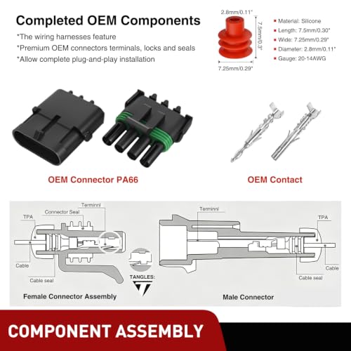 Nilight 180PCS 10 Kits 4 Pin Waterproof Automotive Electrical Connector Kit - size: 4Pin Spark Plug Connector 180PCS