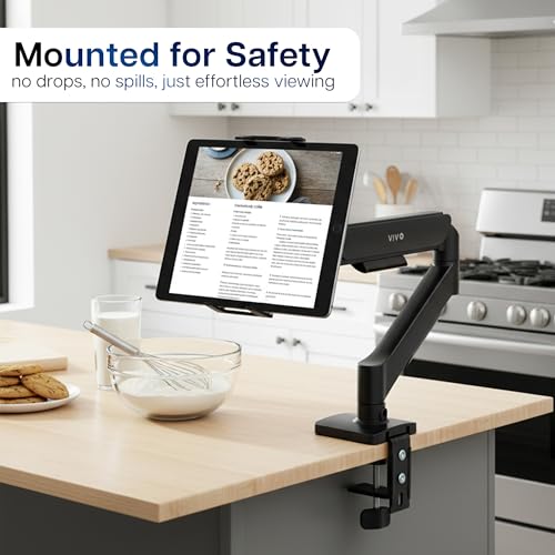VIVO Height Adjustable Counterbalance Mechanical Arm Tablet Desk Mount, Fits 2-in-1 Laptops and 15.6 inch Portable Monitors, Max VESA 100x100, Black, STAND-V001O-M02 - size: up to 15.6" monitors + arm mount