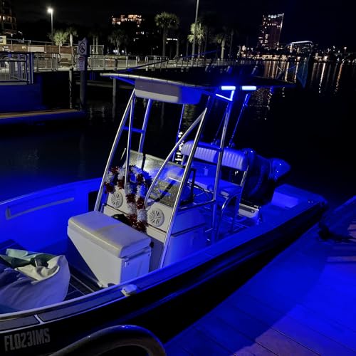 Nilight Marine LED Pods Navigation Lights 2PCS 54W Blue White Flood Beam Ponton Boat Deck Dock Lighting for Night Fishing T-top Stern Yacht Kayak Port Sailboat Trucks Tractors - color: White/Blue 2Pcs