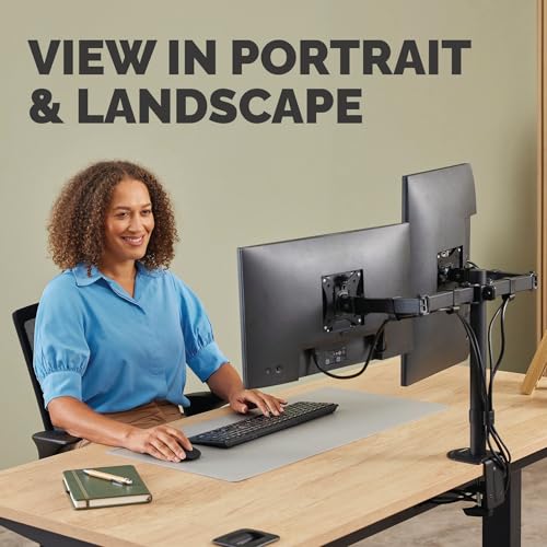 Fellowes Everyday Adjustable Dual Monitor Arm – Holds Two Screens up to 32" (inch) Weighing 19.84 lbs Each, Tilt, Swivel, Rotate, VESA 75/100, Clamp or Grommet Mount, Cable Management - style: Everyday Dual Arms