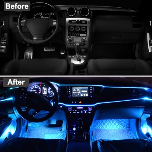 EL Wire Interior Car Lights, 16.5FT USB Ambient Lighting Strip, Ice Blue - color: Ice Blue