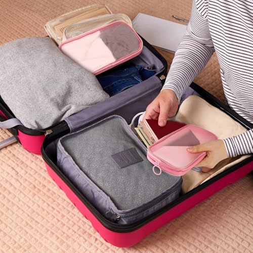 Weewooday 4 Pcs Mesh Pouch Medium, Pink Zipper Bag - color: Pink, size: Medium