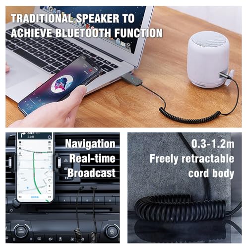 Aux Bluetooth Adapter 5.3 with Built-in Microphone Receiver - size: T07