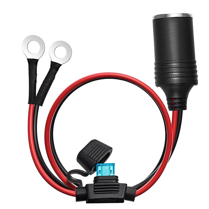 Chanzon 3ft 12V 24V Car Cigarette Lighter Female Socket to Battery Eyelet - color: 3ft Female-to-Eyelet Red-and-Black
