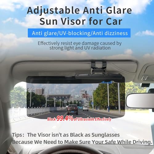 Sun Visor Extender – Sun Blocker for Car – Anti Glare Non-Polarized Car Visor Extender – Glare Guard Car Visor Extension for Night Driving, Universal Angle Adjustable UV 400 Protector