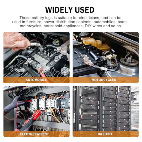 mankk 230PCS Copper Wire Lugs AWG 1 2 4 6 8 1/0 2/0 Gauge Battery Terminal Connectors Battery Cable Ends Connectors Copper Ring Terminal Kit with 3:1 Heat Shrink Tubing - color: 230PCS-Handheld Box
