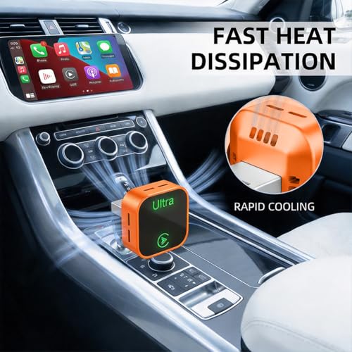 2 in 1 Wireless CarPlay Android Auto Wireless Adapter, Plug & Play Fast Auto-Connect Dongle, 2.4G/5.8G WiFi Bluetooth 5.2 Compact Design for Wired CarPlay/Android Auto Vehicles(Orange) - color: Orange