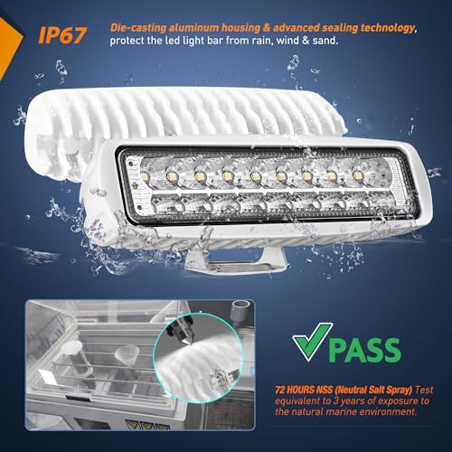 Nilight Marine LED Pods Navigation Lights 2PCS 54W Blue White Flood Beam Ponton Boat Deck Dock Lighting for Night Fishing T-top Stern Yacht Kayak Port Sailboat Trucks Tractors - color: White/Blue 2Pcs