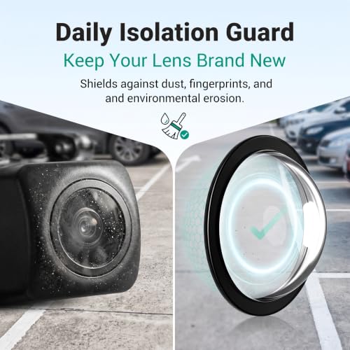 2PCS Car Lens Guard Protective Cover Kit, Clear Anti-Collision Car 360 Panoramic Camera Lens Protector, Waterproof Anti-Glare Rear Scratch Backup Camera Protective Cover (Black)