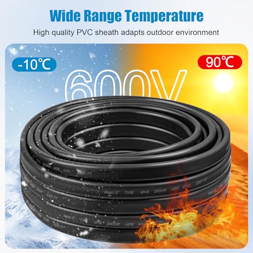 6/2 Wire with Ground - 5FT 6 Gauge NM-B Non-Metallic Sheathed Cable 100% Pure Copper 6 AWG 2 Conductor Residential Indoor Wire for Outlets, Switches, Other Loads and Lighting Wiring Projects etc. - size: 5FT, style: 6AWG/2