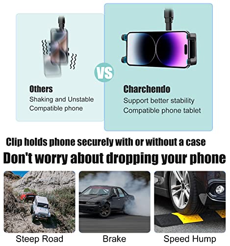 Charchendo Rearview Mirror Tablet Phone Mount, 360° Retractable