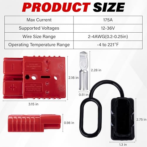 BFXM 2Pack 175 Amp Battery Quick Connect Compatible with Anderson Connector - color: 175Amp*2