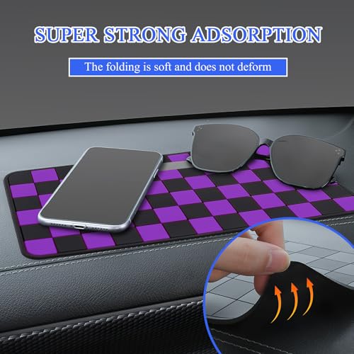 Wuyaoyao 2PCS Car Dashboard Anti Slip Mat, 12.2"×8.3" Non-Slip Dashboard Sticky Pad, PVC Car Dash Gripping Mat, Multifunctional Auto Grip Mat for Phones Sunglasses Keys Electronic Devices (Purple) - color: Purple